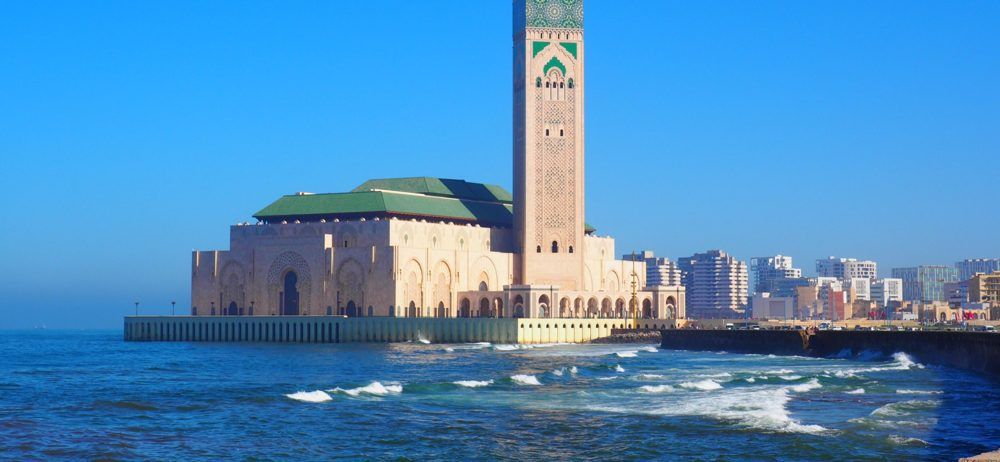 The Hassan II Mosque on the sea front in Casablanca