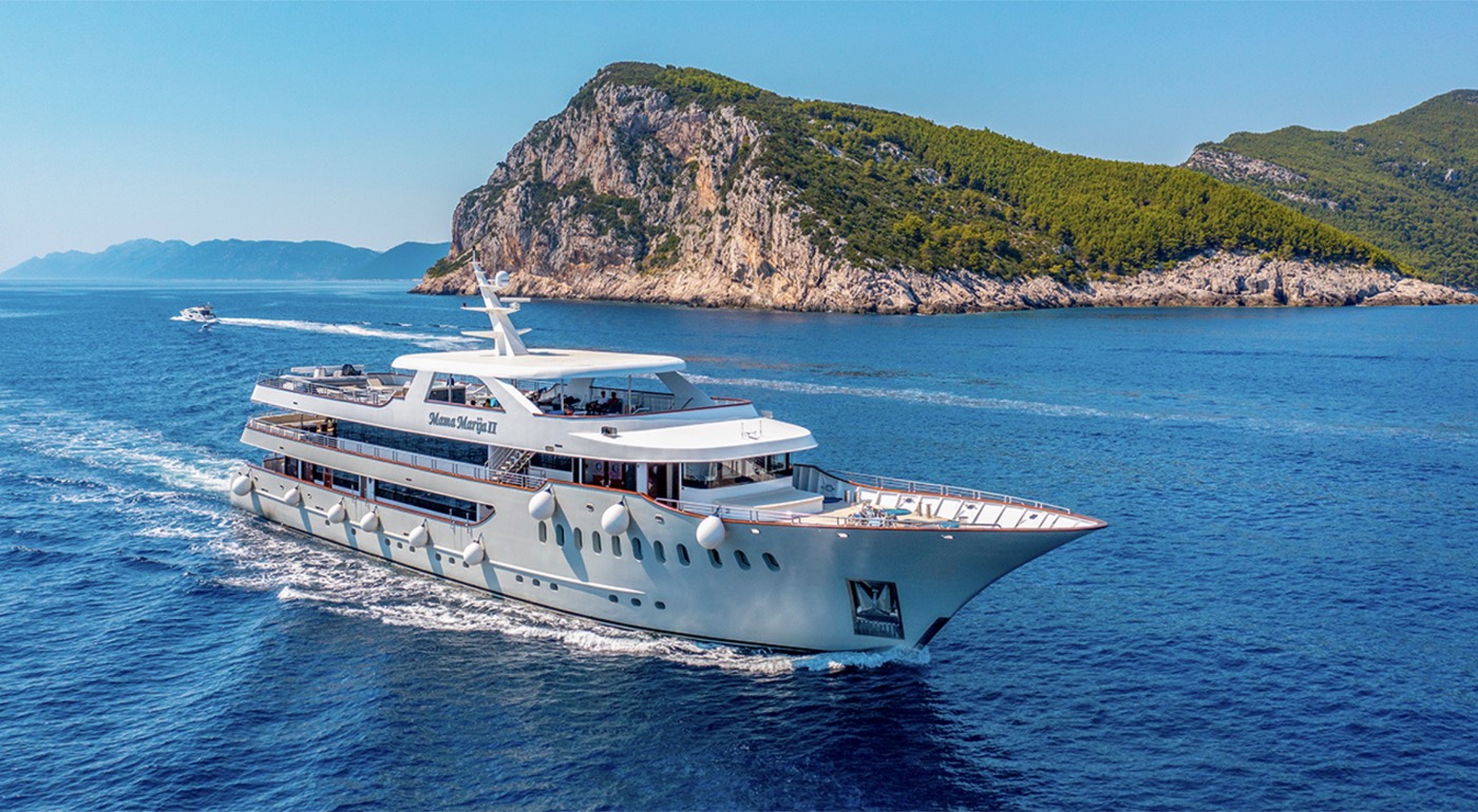 The small ship Mama Marija II under way off the Croatian coast
