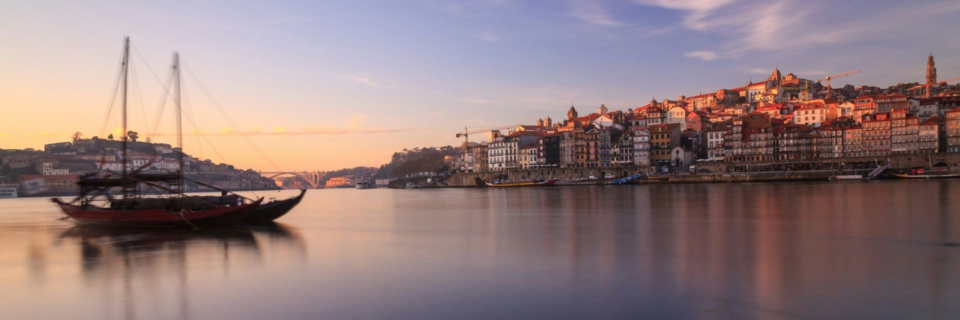 Porto's waterfront at dusk