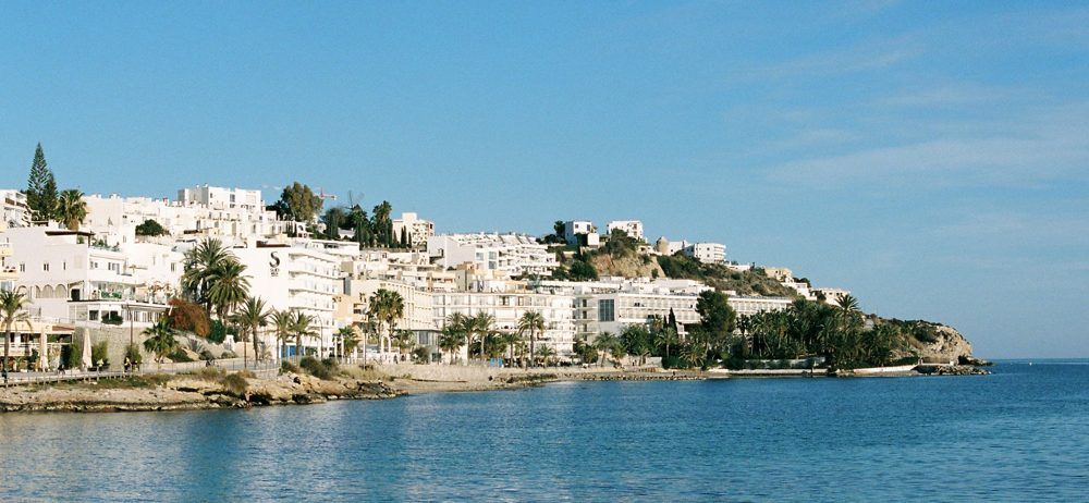 A white village on the coast of Menorca